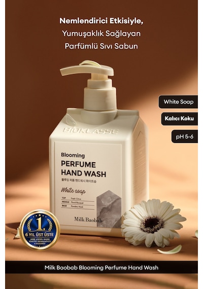 Nemlendirici Ve Yumuşatıcı Parfümlü Sıvı Sabun Mılk Baobab Blooming Perfume Hand Wash White Soap