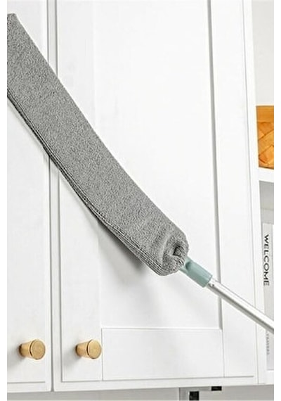 1 Yedekli Mikrofiber Başlıklı Girintili Yüzey Dip Köşe Raf Temizleme Mopu Toz Alma Fırçası