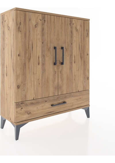 Arges Şifonyer 2 Raflı Tek Çekmeceli 2 Kapaklı 88x30x106 Çam-çam Çam