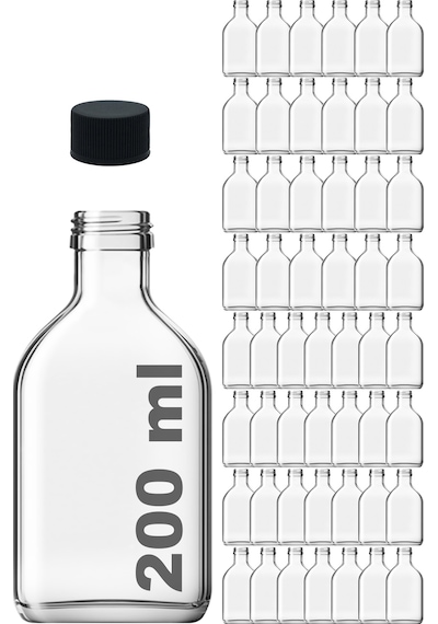 Afracam Cold Brew Yassı Şeffaf 200 ML Siyah Kapaklı Cam Şişe 52 Adet