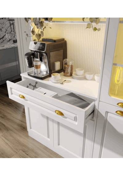 Guneystore Armoni Gold Midi Kahve Köşesi Sağ Vitrinli Komple Mdf Beyaz