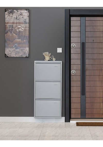 Kaser Metal 3'lü Gri Ayakkabılık