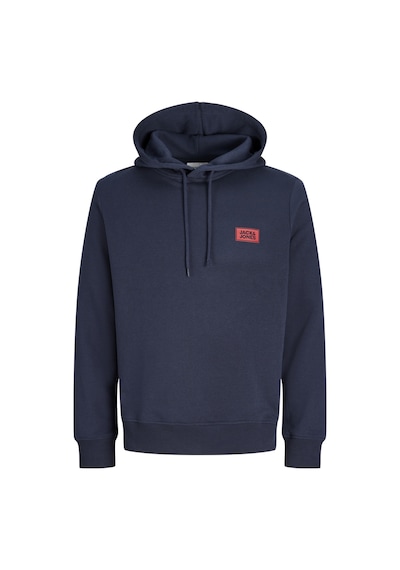 Jack & Jones Erkek Gögüs Baskili Regular Fit Kagüsonlu Sweatshirt - Rush - 12298428 Lacivert