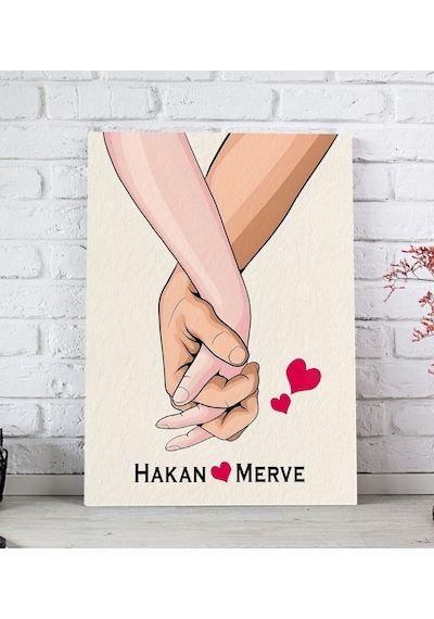 Bk Gift Kişiye Özel Sevgili El Ele Tasarımlı Kanvas Tablo-3 30x50 , Sevgiliye Hediye, Sevgililer Günü Hediyesi Kobitmeyencom33676 Bk Gift
