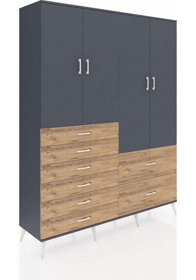 Hyperion Gardrop 7 Raflı 8 Çekmeceli 4 Kapaklı 176x44x221 Antrasit-antrasit/çam Antrasit/çam Hyperion Gardrop 7 Raflı 8 Çekmeceli 4 Kapaklı 176x44x221 Antrasit-antrasit/çam Antrasit/çam