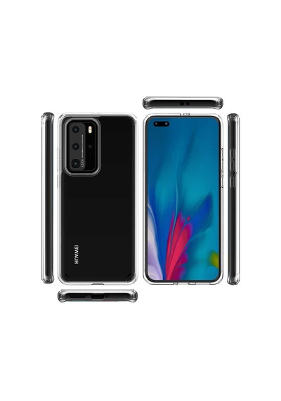 Huawei P40 Pro Kılıf Zore Coss Şeffaf Sert Silikon Kılıf Renksiz