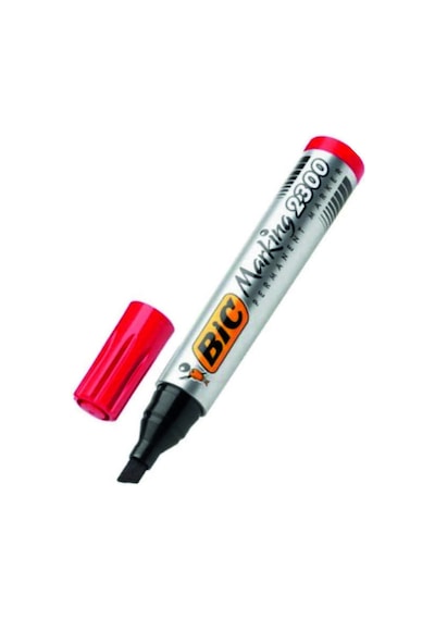 Bic 2300 Kırmızı Permanent Kalem Kesik Uç Kırmızı
