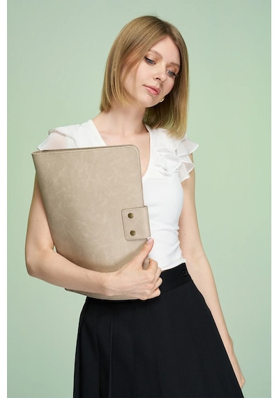 Necati Çanta Apple Uyumlu MacBook Air Pro 13-14 Inç Organizer Evrak & Laptop & Tablet Çantası - Bej Bej