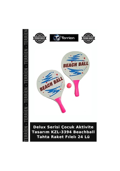 Delux Serisi Çocuk Aktivite Tasarım Kzl-3394 Beachball Tahta Raket Fılelı 24 Lü Çok Renkli