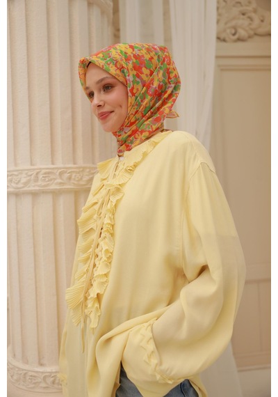 Silk Home Soft Eşarp 73081-36 Taş, Yeşil, Sarı, Turuncu, Pembe