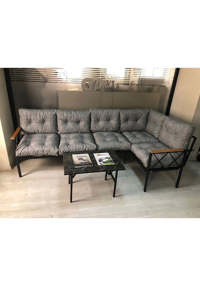 Miami Köşe Koltuk Takımı , 3+2 Balkon-bahçe-çay Seti-mutfak Köşesi Mermer Desen 70x50cm Sehpa Gri Miami Köşe Koltuk Takımı , 3+2 Balkon-bahçe-çay Seti-mutfak Köşesi Mermer Desen 70x50cm Sehpa Gri
