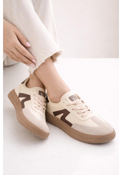 Unisex Rahat Taban Bağcıklı Sneaker Ayakkabı Bej