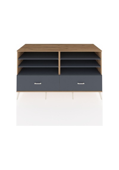 Kronos Konsol 6 Raflı 2 Çekmeceli 176x59x99 Çam-antrasit Çam-antrasit