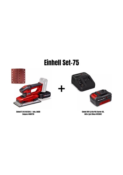 Einhell Set-75 Einhell Te-os 18/230 Li Akülü Zımpara+einhell 18v 4,0 Ah Pxc Starter Kit, Akü & Şarj Cihazı