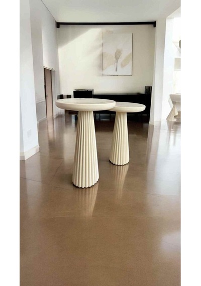 Masif Doğal Ahşap Yan Sehpa Krem Renk 2 Li Zigon Sehpa Ve Fiskos Seti - Wooden Coffee Table Krem