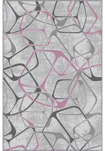 Pembe Geometrik Kaymaz Taban Makinede Yıkanabilir Halı Lk001n11