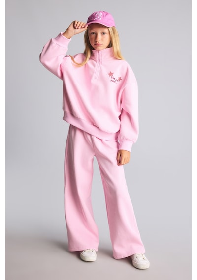 Defacto Baskılı Yarım Fermuarlı Sweatshirt Geniş Paça Eşofman Altı 2li Takım Kız Çocuk F8401a826wnpn441 Pembe-pn441 Defacto Baskılı Yarım Fermuarlı Sweatshirt Geniş Paça Eşofman Altı 2li Takım Kız Çocuk F8401a826wnpn441 Pembe-pn441