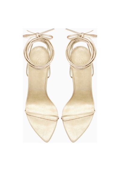 Femme La Soleil Vegan Süet, 120mm Bilekten Bağlı Ince Topuklu Sandalet Bej