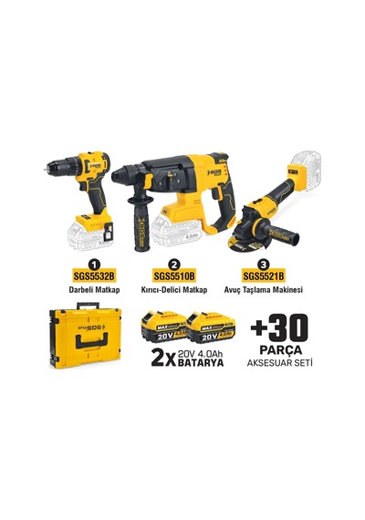 Sgs Combo Set 3 Parça Darbeli Matkap/kırıcı-delici Matkap/avuç Taşlama Makinesi