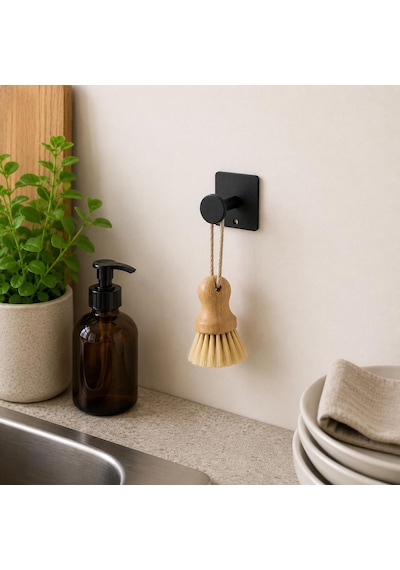 Orret Home Tekli Yapışkanlı Metal Siyah Askı, Delmeden Duvara Monte Havlu Askısı, Çanta Askısı, Mutfak Banyo As Diğer