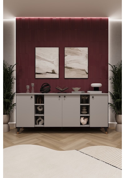 Asra Trend Lüks Konsol Tv Ünitesi %100 Mdf Salon Ve Yemek Odası Ünitesi Knsl05 Kül Gri