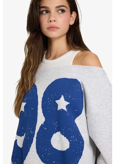 About Blank Defacto Oversize Baskılı Kalın Kumaş Sweatshirt G7172ax25cw Acı Kahverengi