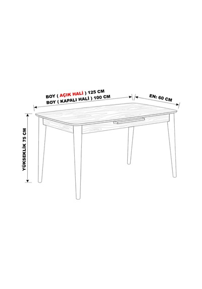 60x100 Ortadan Açılır Mdf Mutfak,salon,yemek Odası Masası Sonato