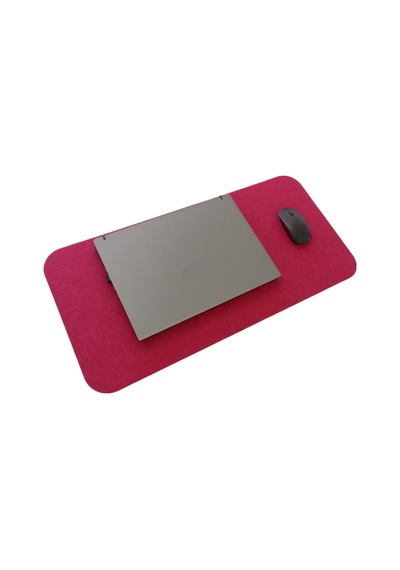Keçe Masa Üstü Mouse Pad Ve Bilgisayar Düzenleyici 70x32 Cm Antibakteriyel Mat, Doğal Keçe Mat, Masa Koruyucu Altlık, Ofis Ve Ev İçin Minimalist Tasarım Fuşya Beyaz - Çok Renkli