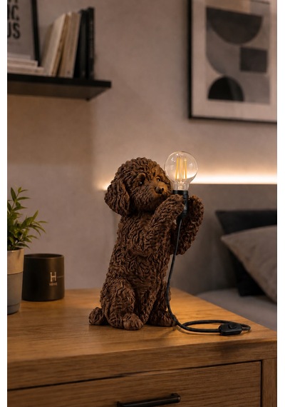 3d Baskı Köpek Masa Lambası Modern Dekoratif Aydınlatma Ürünü Kahverengi