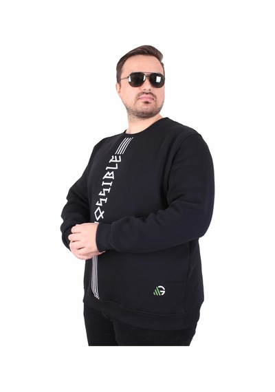 Moc Grande Mocgrande Büyük Beden Bisiklet Yaka 3ip Sweat Possible 25719 Sıyah Siyah