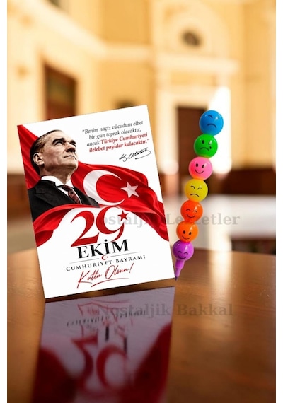 29 Ekim Cumhuriyet Bayramı 20 Adet Renkli Keçeli Kalem Tebrik Kartı Hediye Seti