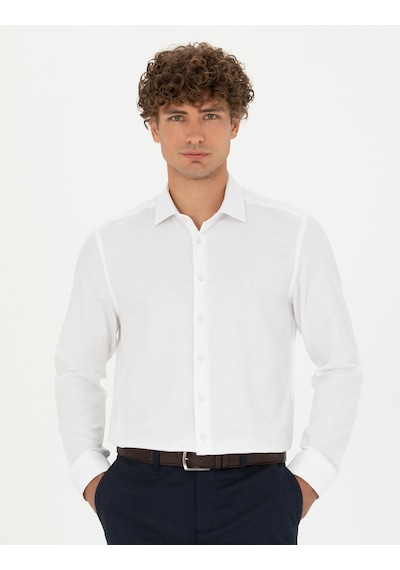 Pierre Cardin Erkek Beyaz Desenli Gömlek 50275511-vr013 Beyaz