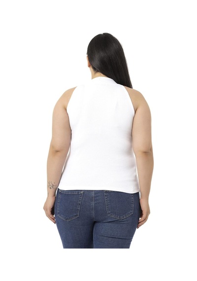 Disentis Büyük Beden Halter Yaka Yarım Balıkçı Fitilli Kaşkorse Beyaz Body-beyaz Beyaz