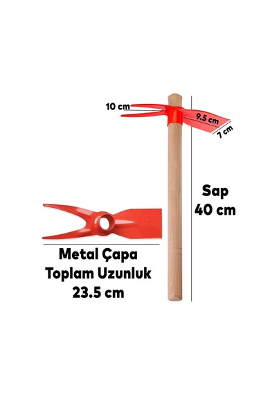 40 Cm Çift Taraflı Çapa Ahşap Saplı Bahçe Çapası, Bahçe Çapalama Aleti, Toprak Havalandırma Ve Ot Temizleme Çapası, Bahçe El Aleti