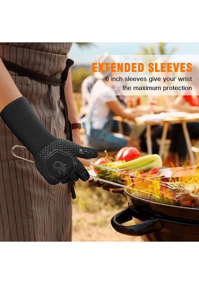 Barbekü Izgara Eldivenleri Isıya Dayanıklı: Izgara İçin Yüksek Sıcaklık Direnci Yanmaz Eldiven Sigara İçme Barbekü - Yıkanabilir Uzun Silikon Fırın Eldiveni Mutfak Pişirme Pişirme İçin Aşırı Sıcak