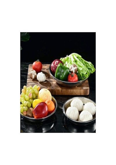 6 Adet Paslanmaz Çelik Derin Yemek Tabağı 20x3,6cm Çorba Makarna Salata Servis Tatlı Tabağı Gri