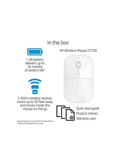 HP Z3700 Kablosuz İnce Fare, Beyaz