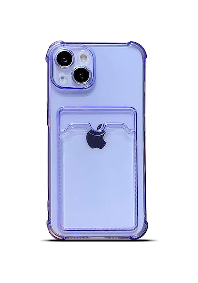 Teknomoda Apple Uyumlu iPhone 13 Kılıf Kartlıklı Anti Şok Korumalı Şeffaf Silikon Lila Lila