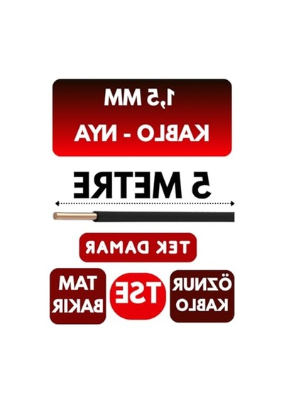 5 Metre Uzunluğunda 1,5 Mm Enerji Kablosu, Siyah Renk