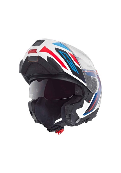Schubert C5 Omega White Çene Açılır Motosiklet Kask Beyaz - Mavi - Kırmızı