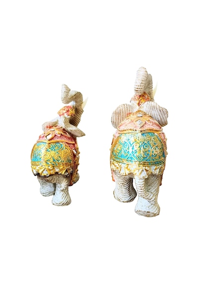Lüks Nakış & Ayna İşlemeli Feng Shui Şans Getiren Fil Heykeli Dekoratif Biblo 13 Cm Ev Ofis Hediyesi