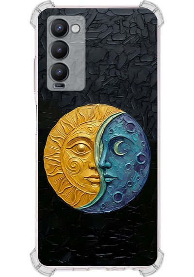 Tecno Camon 18p İle Uyumlu Köşe Korumalı Kılıf Metamorfoz Ekinoks Tasarımlı Uv Baskılı Şeffaf