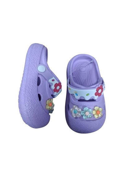 Calx Kız Çocuk Çiçek Figürlü Kaydırmaz Taban Terlik Sandalet Bnt8160 Mor