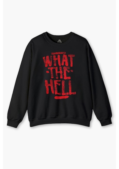 So Cool Bisiklet Yaka Sweatshirt What The Hell Sweet Yazı Baskılı Siyah Sweat Siyah