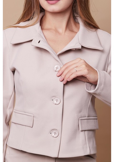 Kadın Likralı Kaşe Kumaş Yakalı Cep Kapaklı Uzun Kol Düğmeli Kısa Blazer Ceket Kaban-şampanya Şampanya Kadın Likralı Kaşe Kumaş Yakalı Cep Kapaklı Uzun Kol Düğmeli Kısa Blazer Ceket Kaban-şampanya Şampanya