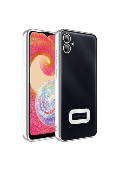 Zore Samsung Galaxy Uyumlu A04e Kılıf Kamera Korumalı Logo Gösteren Omsy Omega Kapak - Gümüş
