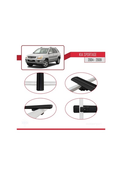 Kia Sportage 2004-2009 Arası İle Uyumlu Basic Model Ara Atkı Tavan Barı Siyah 3 Adet