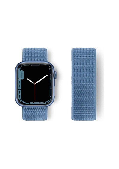 Apple Watch 42mm Hasırlı Cırtcırtlı Kordon - Mavi