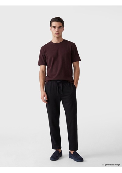 Lcw Vision Siyah Regular Fit Erkek Keten Görünümlü Pantolon