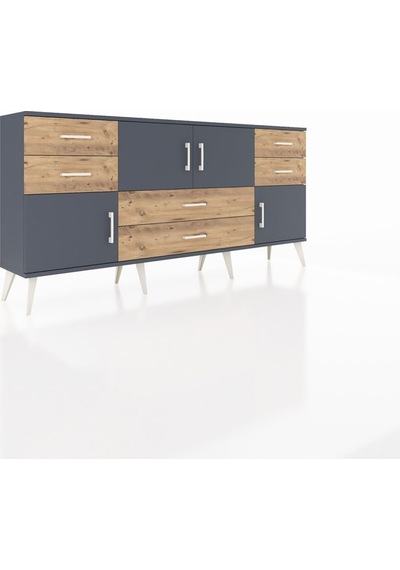 Arges Konsol Tek Raflı 6 Çekmeceli 4 Kapaklı 176x30x83 Antrasit-antrasit/çam Antrasit/çam Arges Konsol Tek Raflı 6 Çekmeceli 4 Kapaklı 176x30x83 Antrasit-antrasit/çam Antrasit/çam